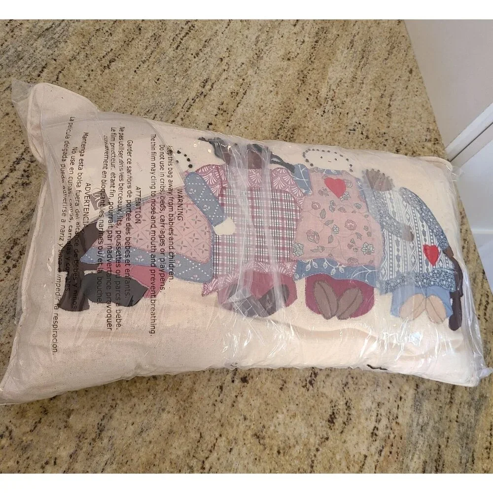 New! Southern Folk Art Handmade Multi-Racial Friendship Pillow Bantu Knots